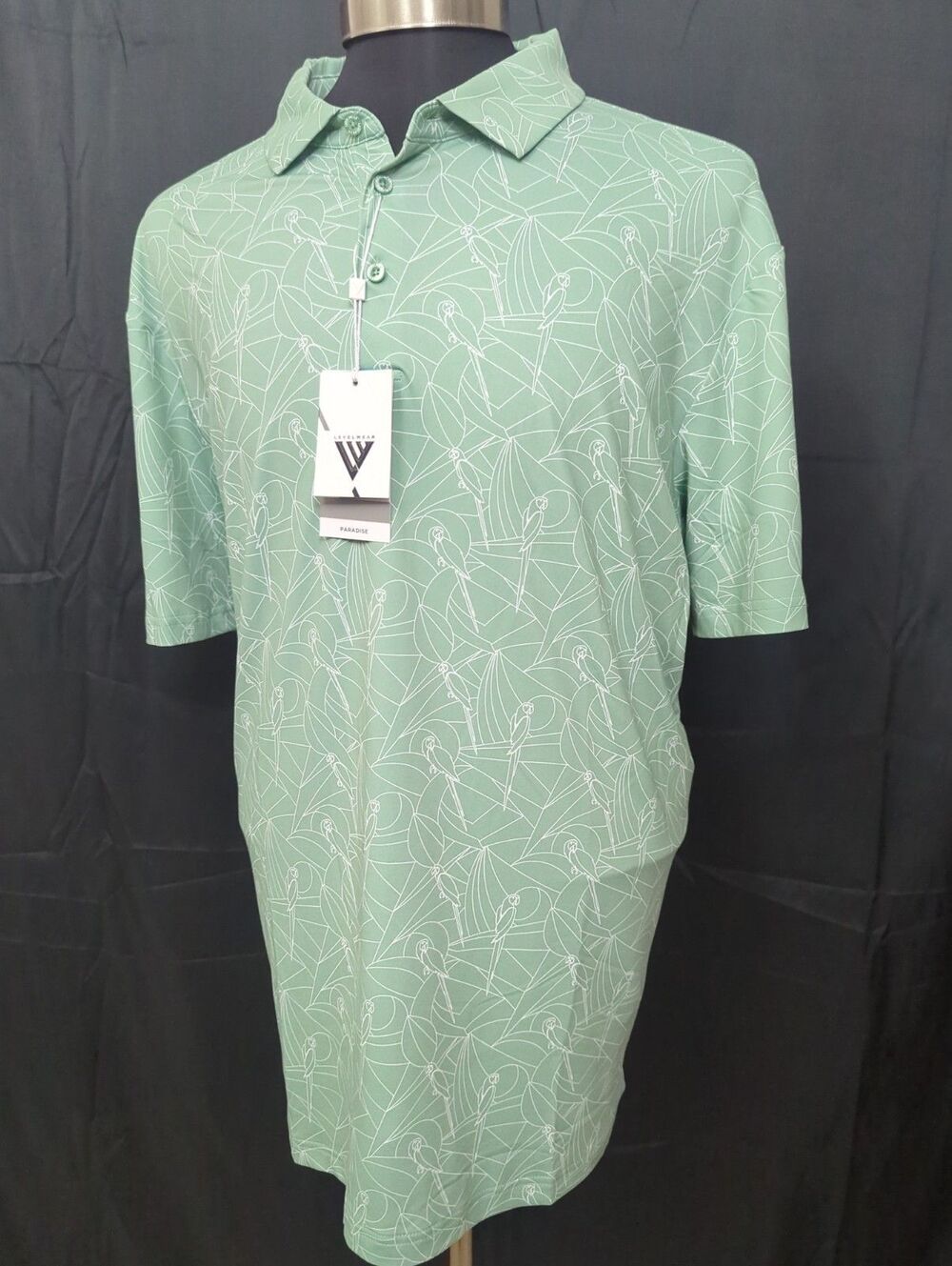 NEW Golf Polo Mens Size XXL Eucalyptus Green Hawaiian Level Wear
